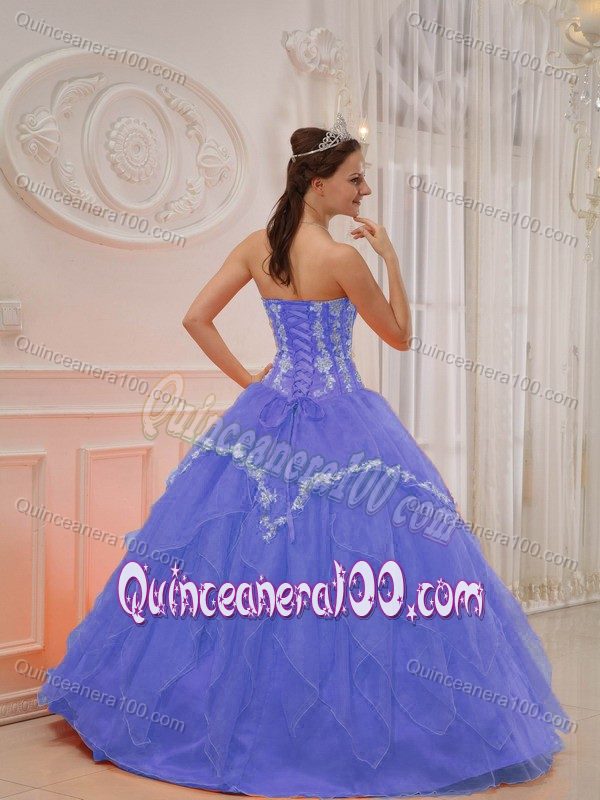 Sweetheart Floor-length Organza Appliques Quinceanera Dress