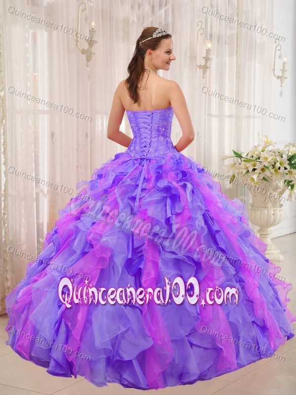 Sweetheart Ball Gown Organza Quinceanera Dress with Ruffles