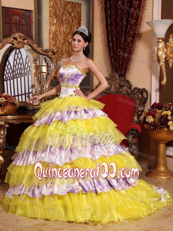 Multi-color Layered Ruffles Organza Sweet Sixteen Dresses