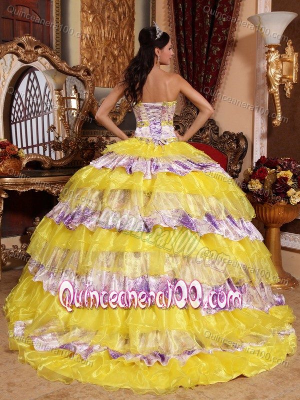 Multi-color Layered Ruffles Organza Sweet Sixteen Dresses