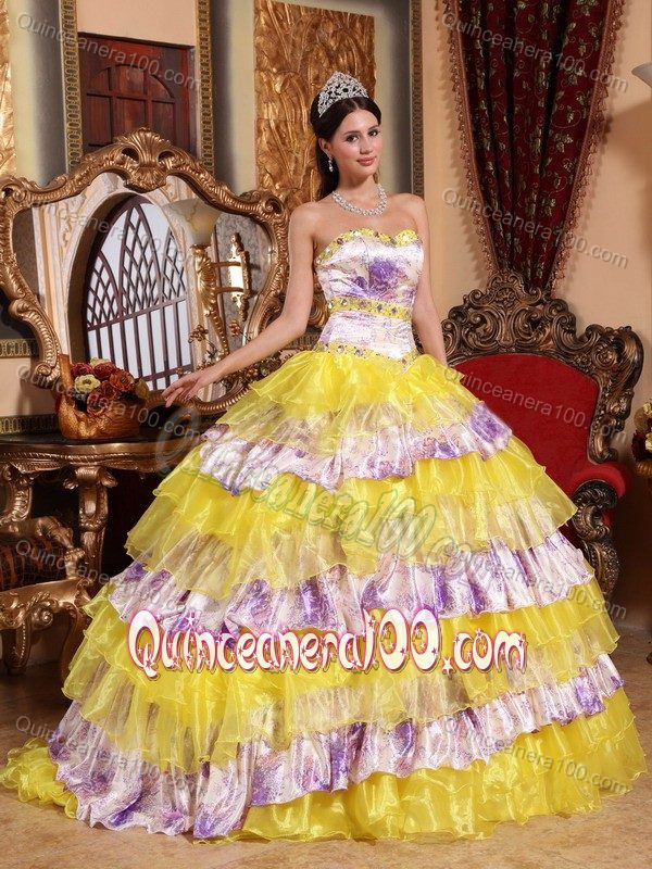 Multi-color Layered Ruffles Organza Sweet Sixteen Dresses