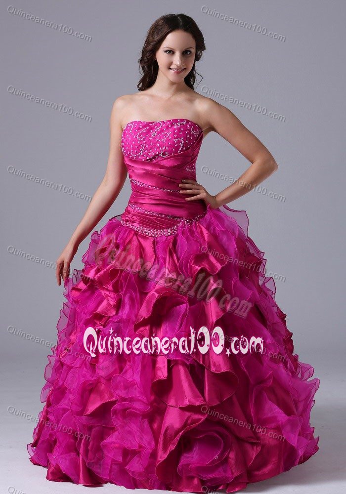 New Arrival Fuchsia Quinceanera Dress with Ruffles and Ruches