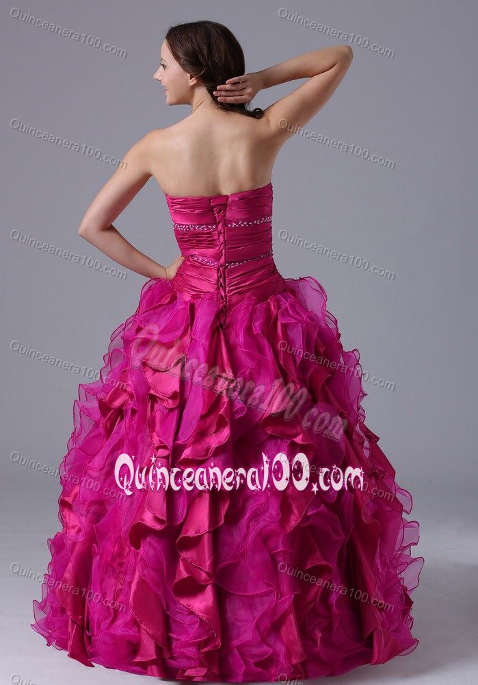 New Arrival Fuchsia Quinceanera Dress with Ruffles and Ruches