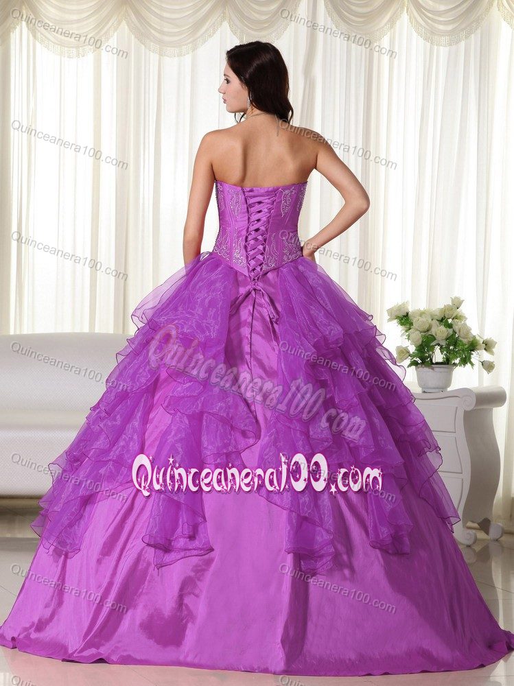 Gorgeous Purple Dress for Quinceaneras with Embroidery