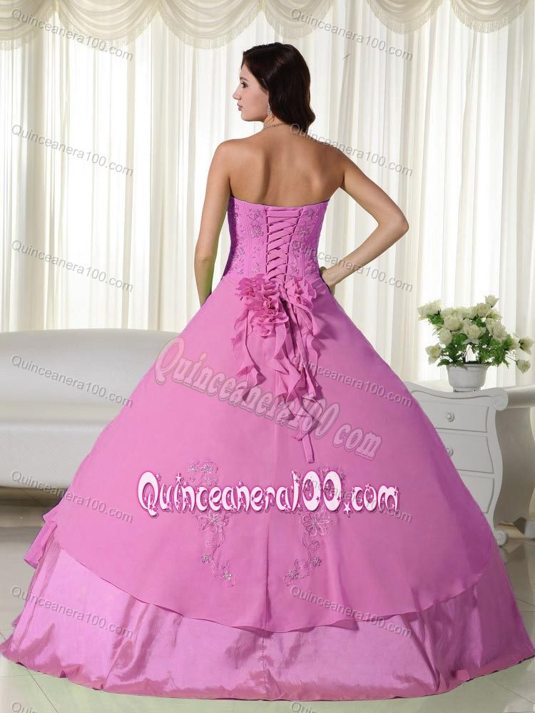 Rose Pink Sweetheart Beaded Floor-length Sweet Sixteen Dresses