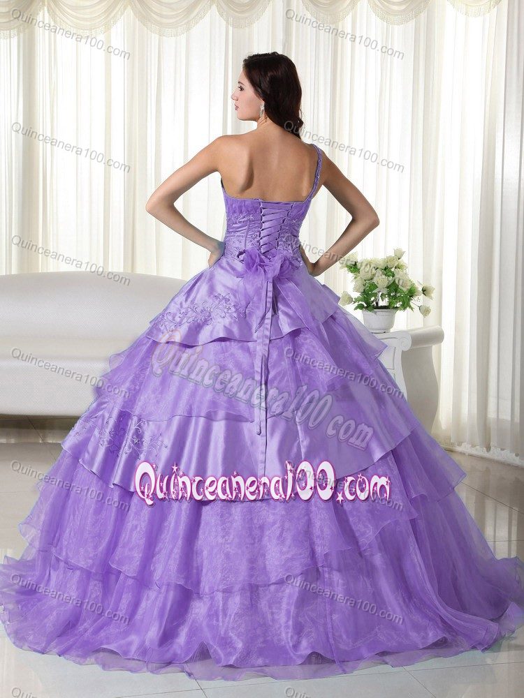 Lavender One Shoulder Layered Organza Quince Dresses