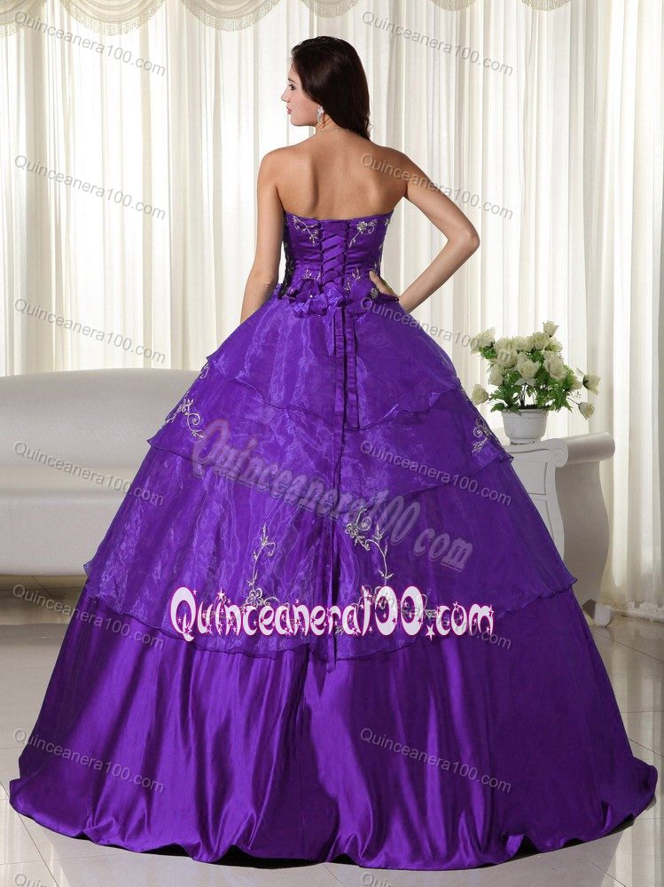 Attractive Embroidery Ball Gown Purple Quinceanera Dresses