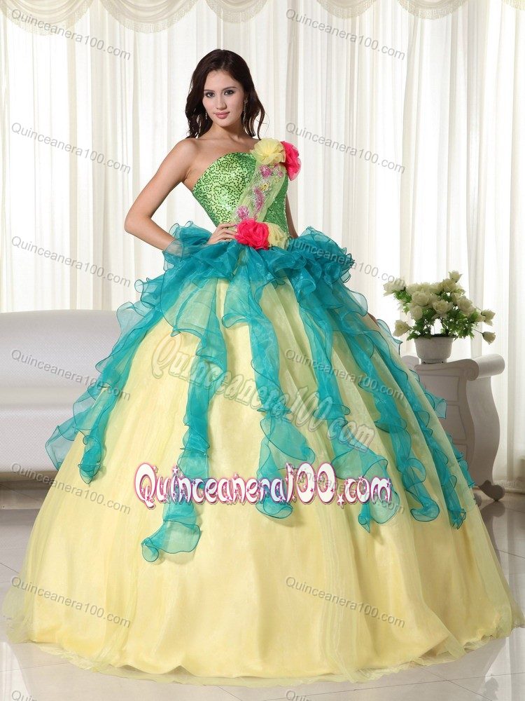 Wonderful Colorful Ball Gown Sweet 16 Dresses with Flowers