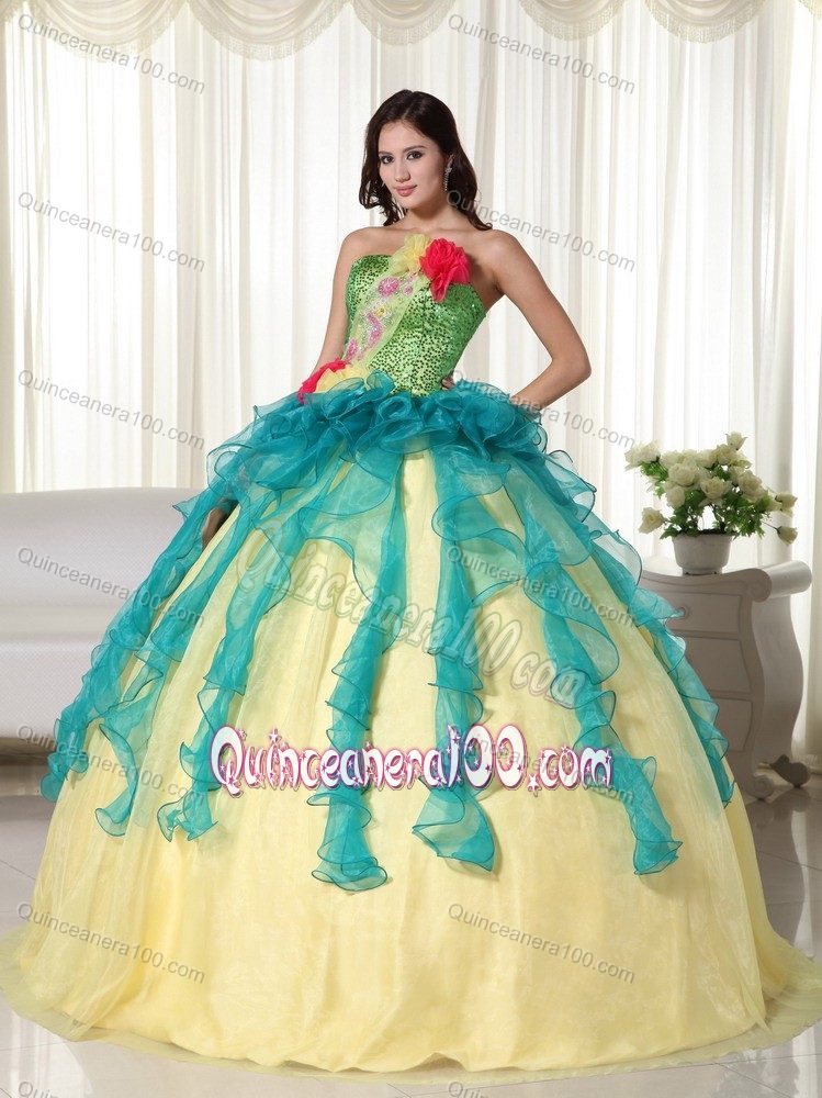 Wonderful Colorful Ball Gown Sweet 16 Dresses with Flowers