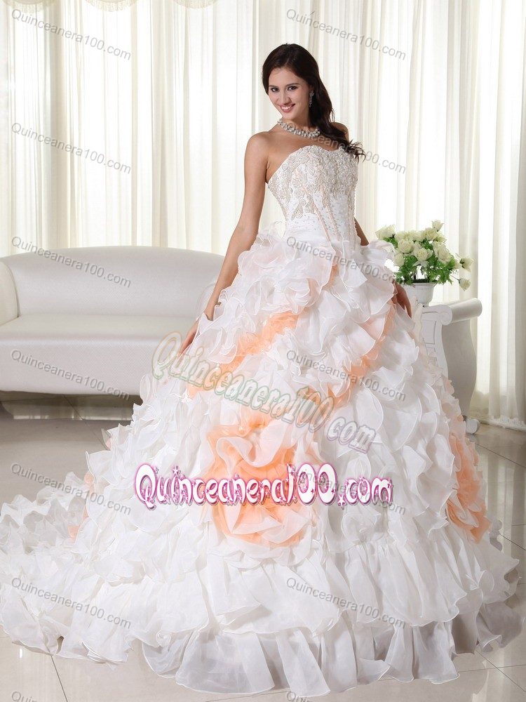 Exquisite Ruffled White Dress for Sweet 15 Colors To Choose