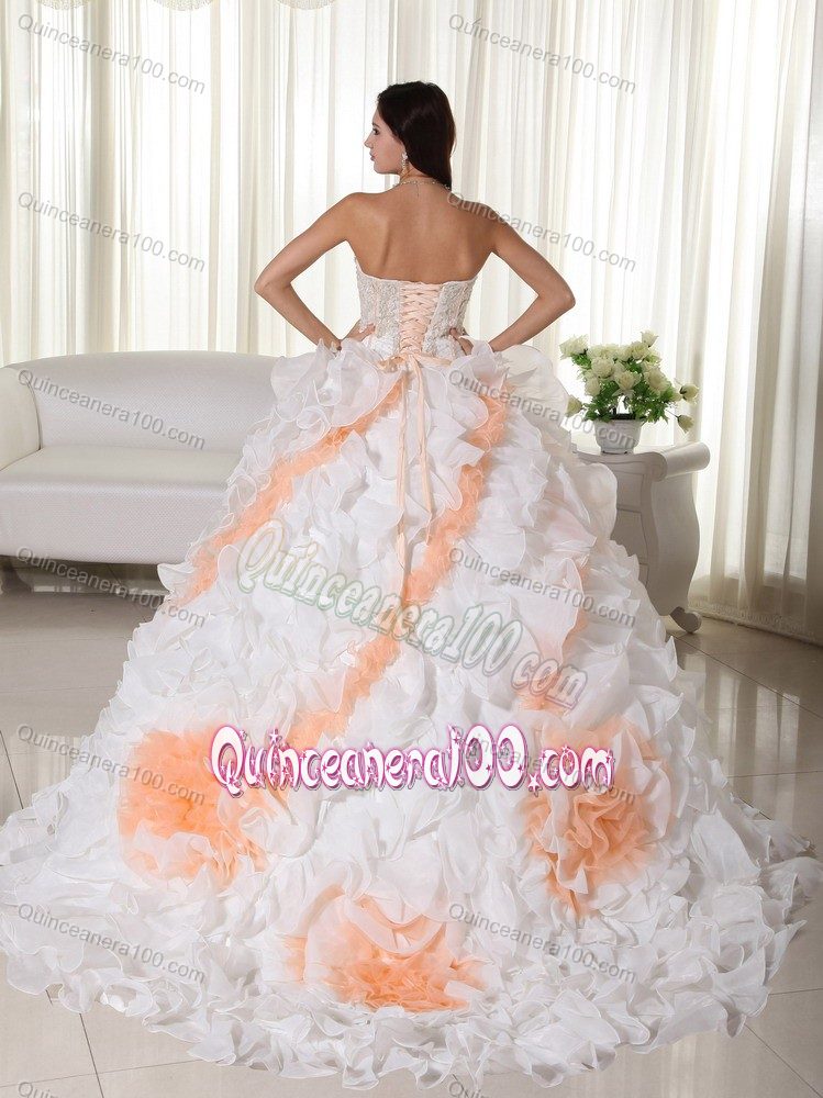 Exquisite Ruffled White Dress for Sweet 15 Colors To Choose