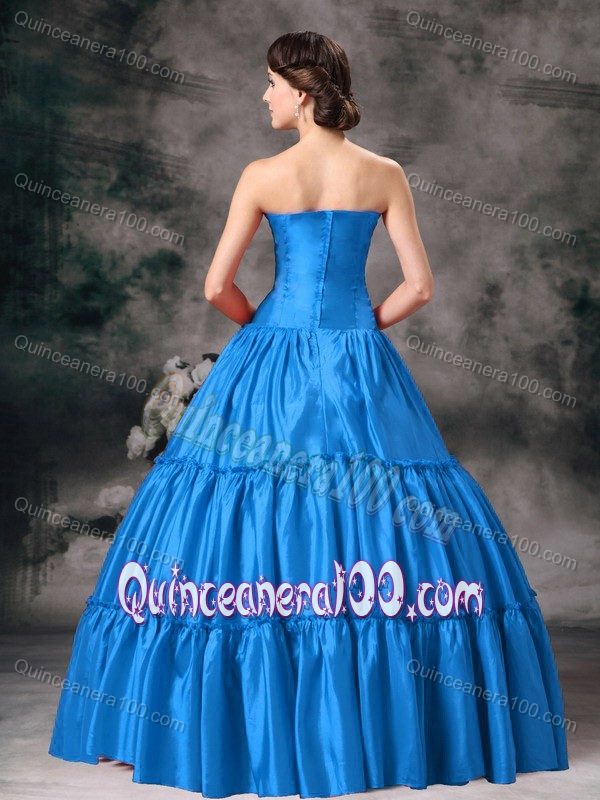 Recommended Simple Strapless Sapphire Blue Dress for a Quince