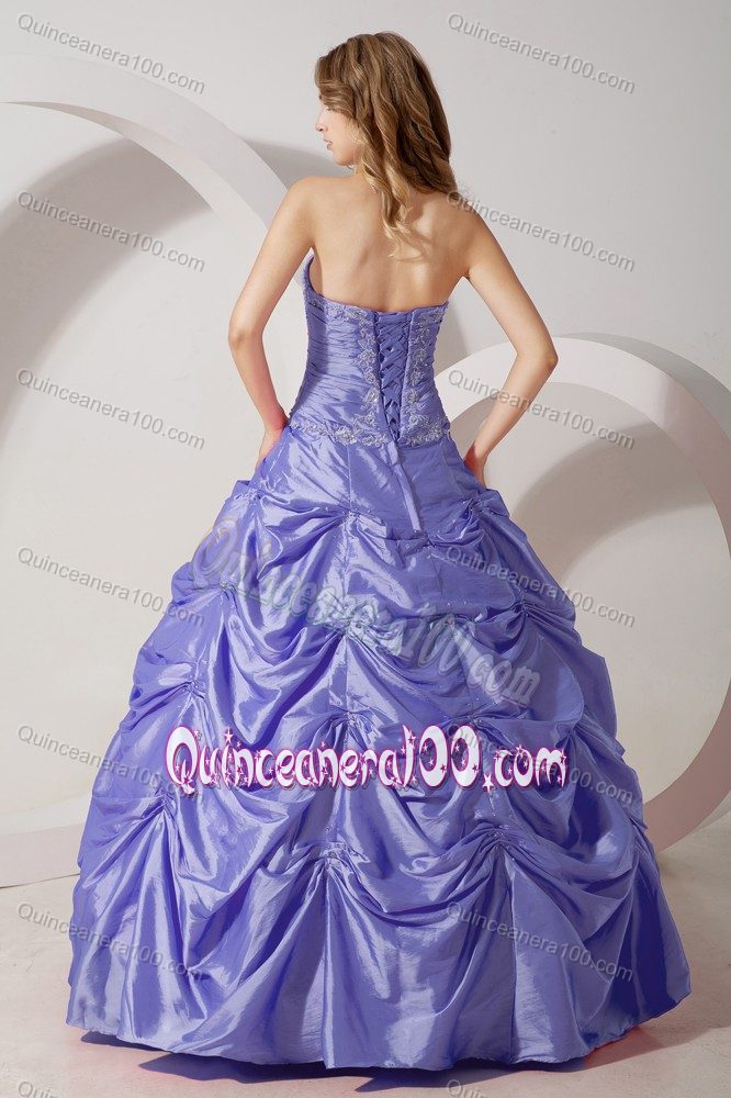 Perfect Taffeta Pick Ups Lavender Dress for Sweet 16 with Appliques