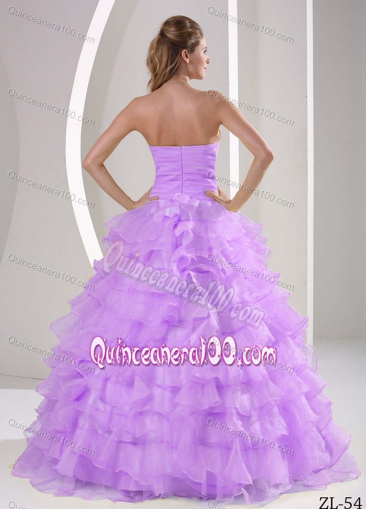 Dreamy Lilac Ruffled Appliqued Sweet Sixteen Dresses Online