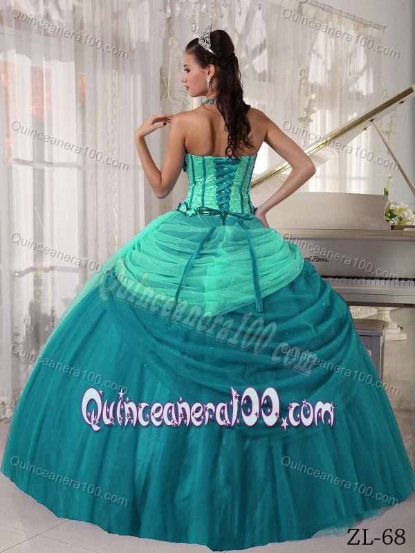 Two-toned Corset Back Ruched Beaded Quinceanera Dresses