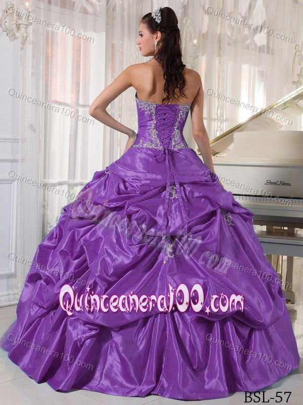 Free Shipping Pick Ups Appliqued Purple Quinceanera Dresses