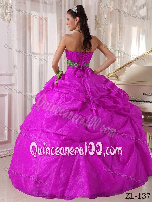 Pick Ups Fuchsia Fitted Quinceanera Party Dress for Autumn