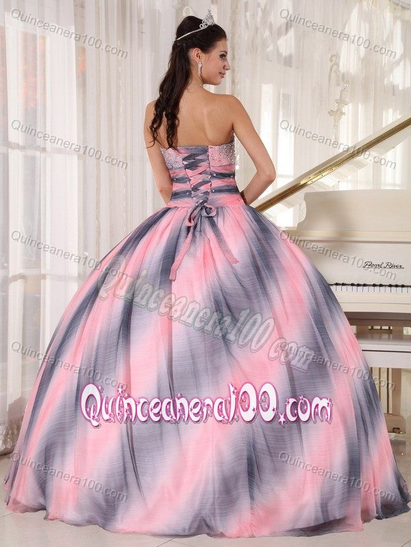 Impressive Ombre Color Beaded Fitted Quinceanera Gown Dress