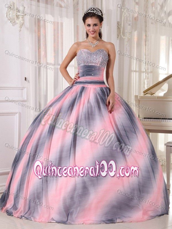 Impressive Ombre Color Beaded Fitted Quinceanera Gown Dress