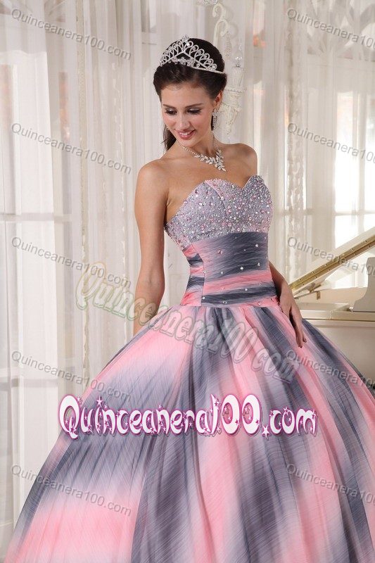 Impressive Ombre Color Beaded Fitted Quinceanera Gown Dress