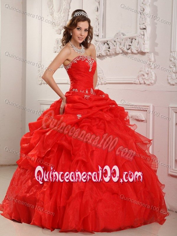 The Brand New Red Sweet 15 Dress with Beading and Ruffles