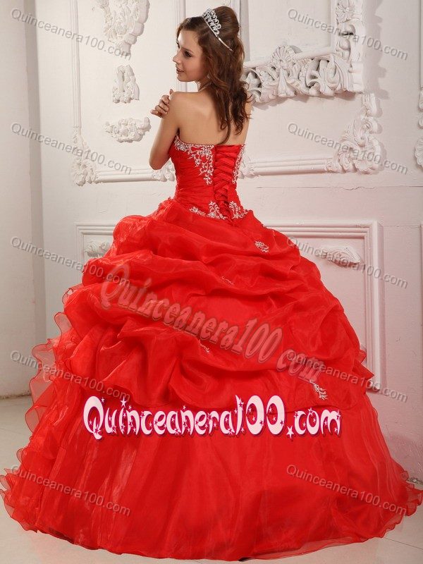 The Brand New Red Sweet 15 Dress with Beading and Ruffles