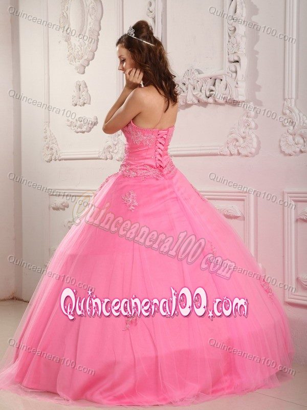 Unique Sweetheart Rose Pink Quinceanera Dress with Appliques