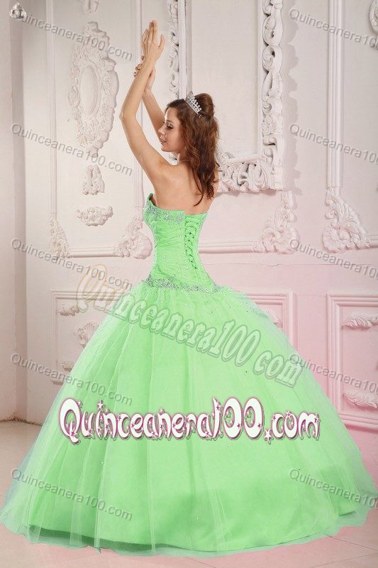 Romantic Sweetheart Appliqued Apple Green Sweet 16 Dresses