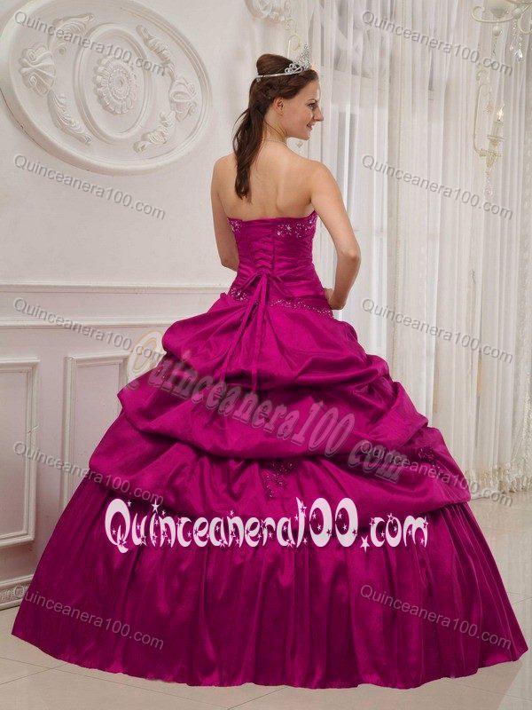 Noble Fuchsia Ball Gown Ruffles Quinces Dresses with Embroidery