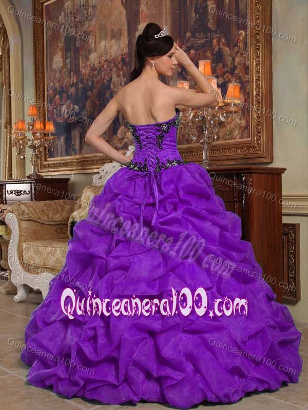 Appliques and Pick-ups Sweet Fifteen Dresses in Purple a La Mode