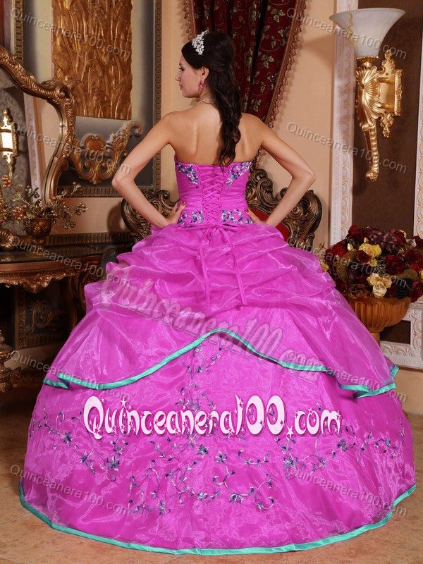 Recent Organza Pick-ups Sweet 16 Dress with Appliques