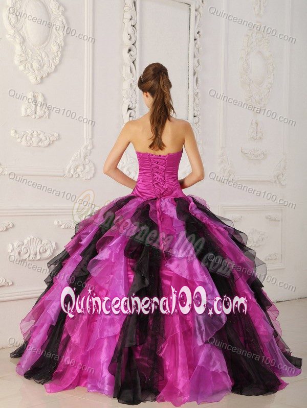 Multi-colored Ruffles Appliques Strapless Quince Dresses Wholesale