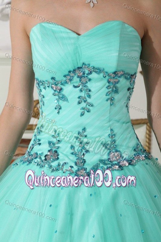 Fashionable Beaded Appliques Quinceanera Dresses in Apple Green