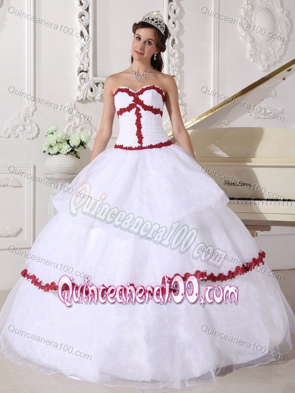 Princess White Ball Gown Sweetheart Dress Quinceanera in Organza