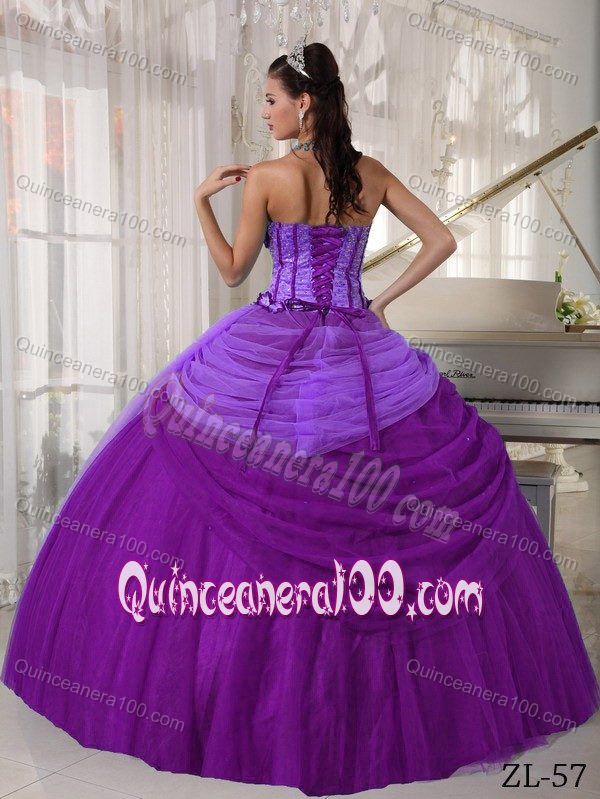 Tulle Ruffled Muti-Colored Quinces Dresses with Hand Made Flowers