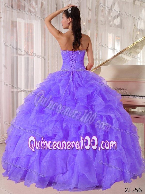 Plus Strapless Beading Bodice Quinces Dresses with Ruffles