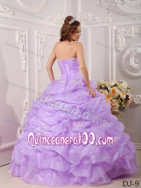 Appliques and Pick ups Sweet Sixteen Quinceanera Dress in Lavender