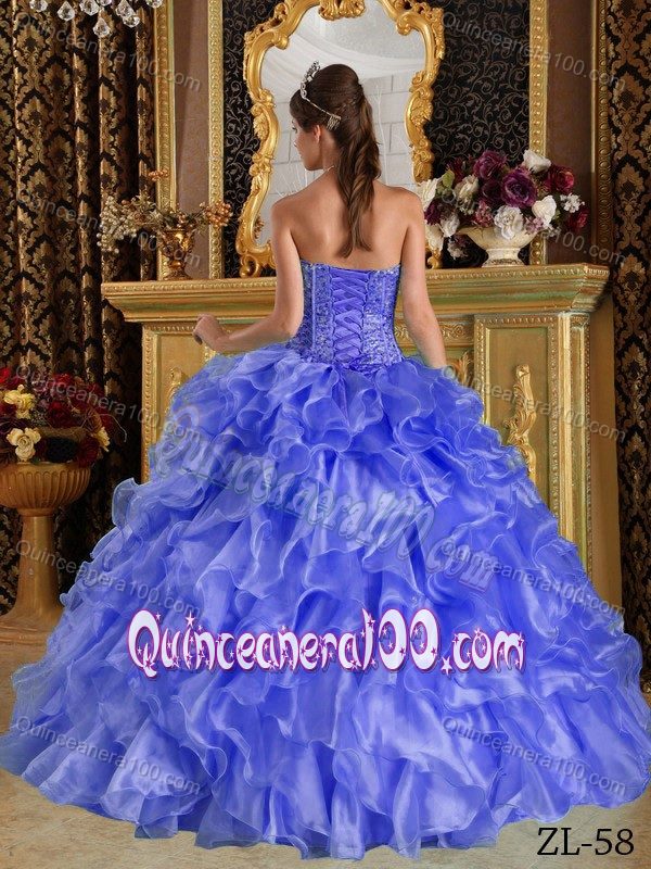 Beading and Ruffles Accent Purple Sweetheart Sweet Sixteen Dress