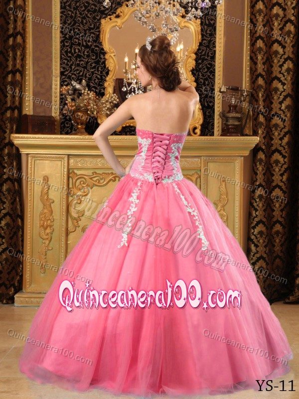 Appliqued Watermelon Sweetheart Sweet Sixteen Dresses with Beading