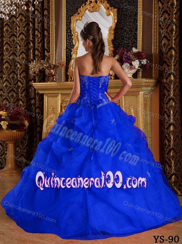 Appliqued Organza Quinceanera Dress with Slot Neckline