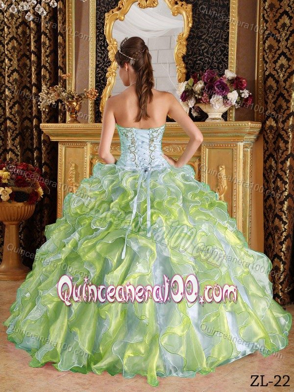 Colorful Sweetheart Dresses Quinceanera with Ruffles Appliques