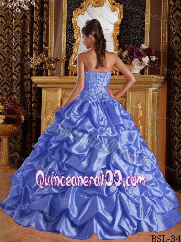 Taffeta Dresses for Quinceanera with Appliques and Pick ups