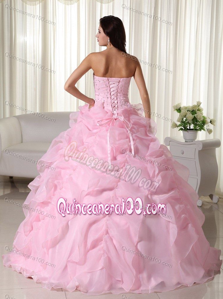 Lovely Baby Pink Beading Sweet Sixteen Dresses with Ruffles