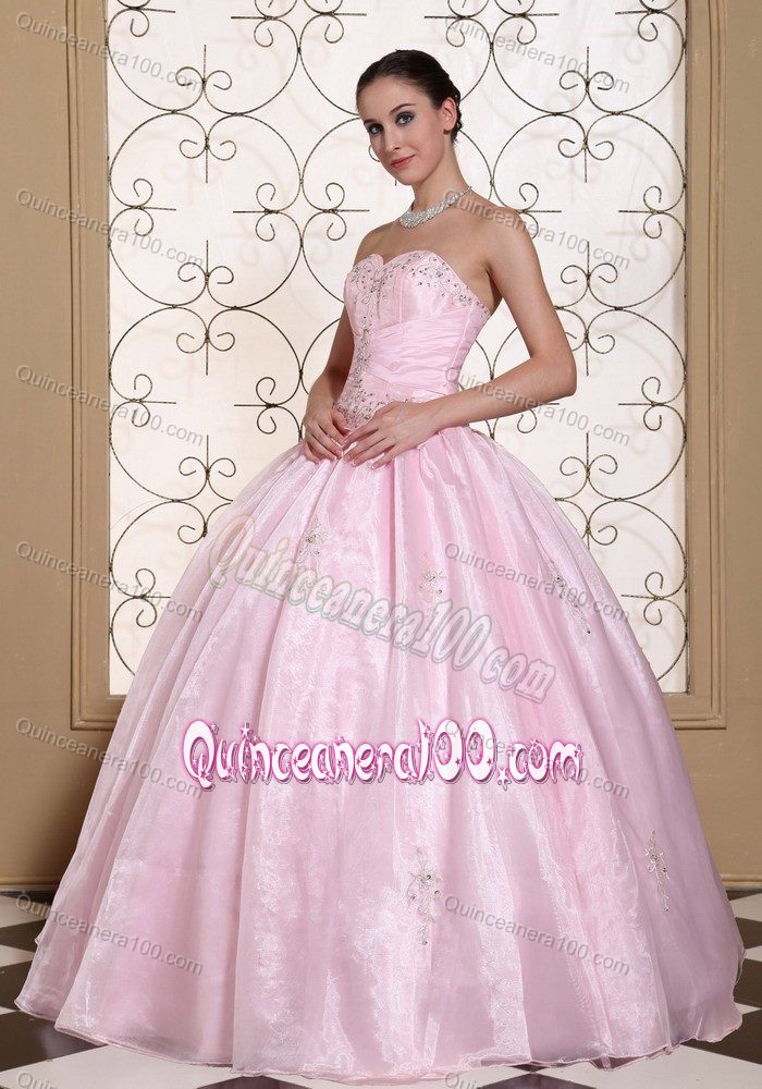 Sweetheart Baby Pink Pleated Dresses of 15 with Pick-ups