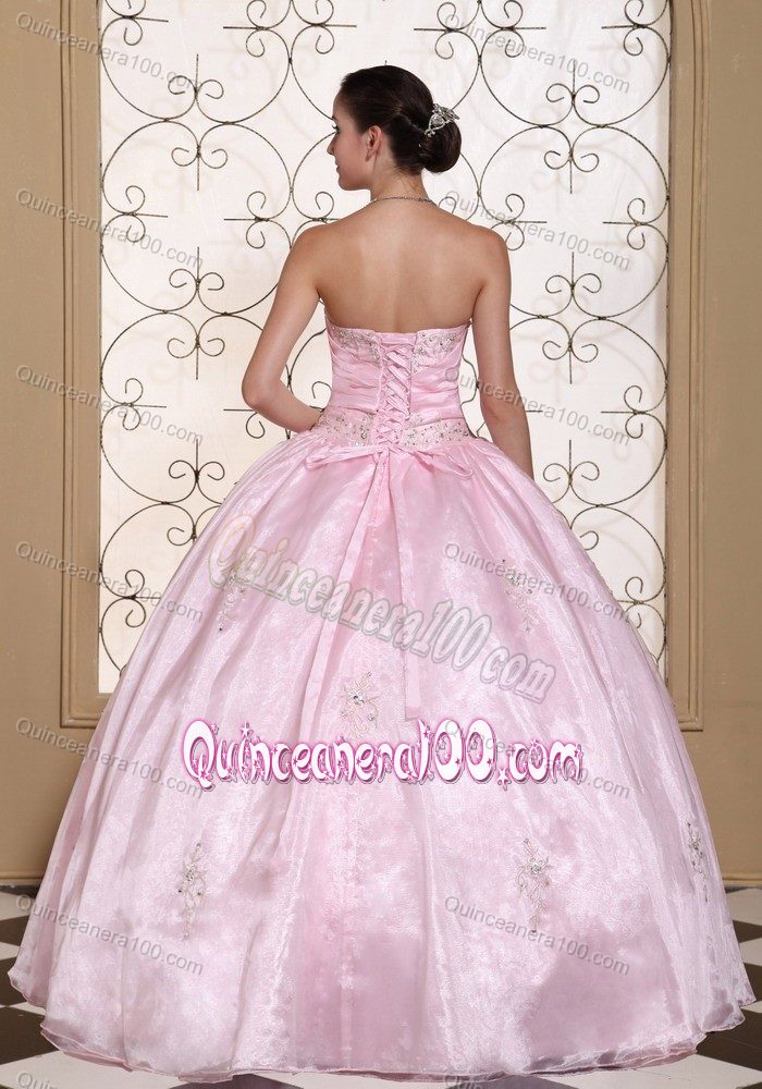 Sweetheart Baby Pink Pleated Dresses of 15 with Pick-ups