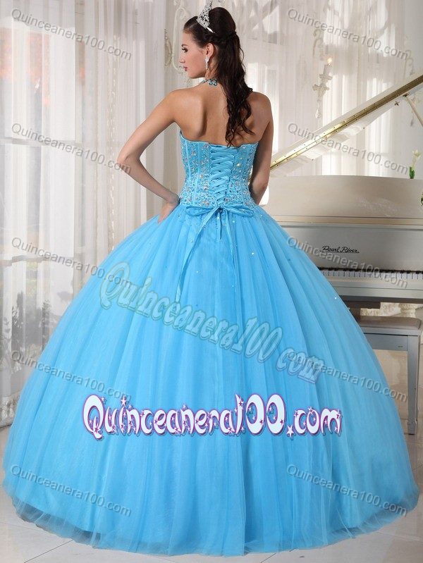 Eye-Catching Sky Blue Pleated Dresses Quinceanera with Pick-ups