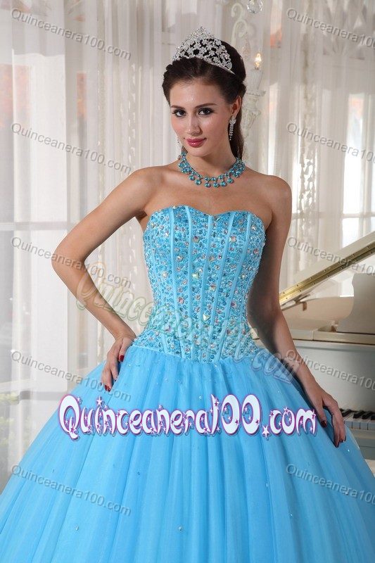 Eye-Catching Sky Blue Pleated Dresses Quinceanera with Pick-ups