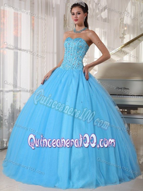 Eye-Catching Sky Blue Pleated Dresses Quinceanera with Pick-ups