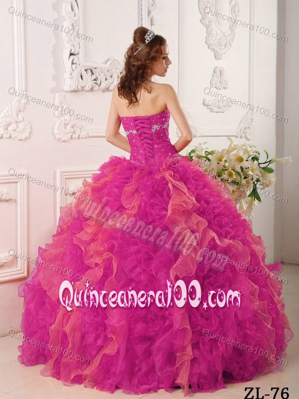 2014 Cannes Film Festival Beading Decorate Colorful Quinceanera Dresses with Ruffles