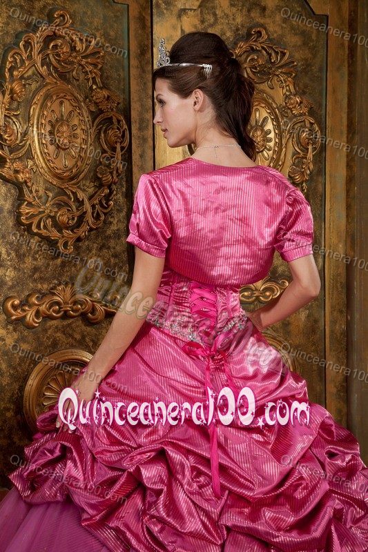 Fabulous Beading and Appliques Dresses for Sweet 16 in Hot Pink